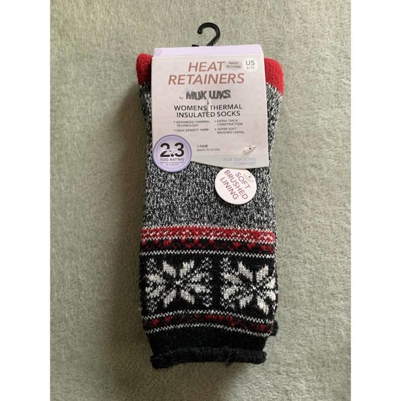 Muk Luks winter socks size 6-11 thermal raw edge insulated thick Nordic - Picture 1 of 6